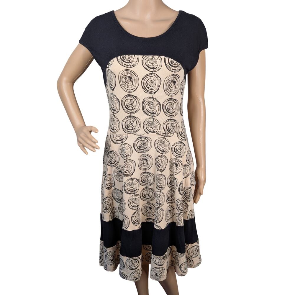 Effies Heart Napoli Colorblock Swirl Swing Dress M Pockets Rockabilly Retro